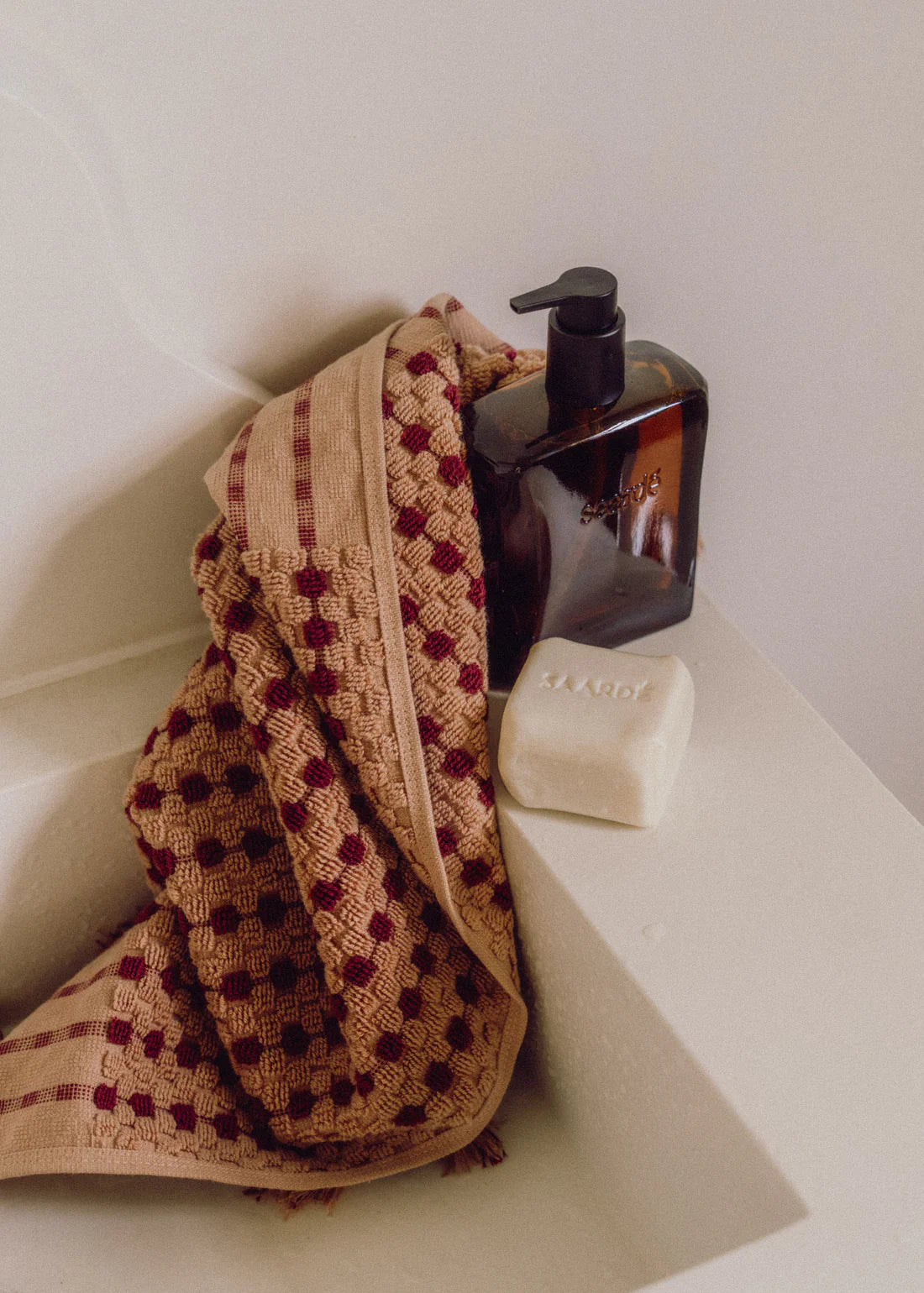 Chickpea Hand Towel | Truffle/Burgundy