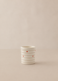 Creamy Ribbed Tumbler w Red Hearts