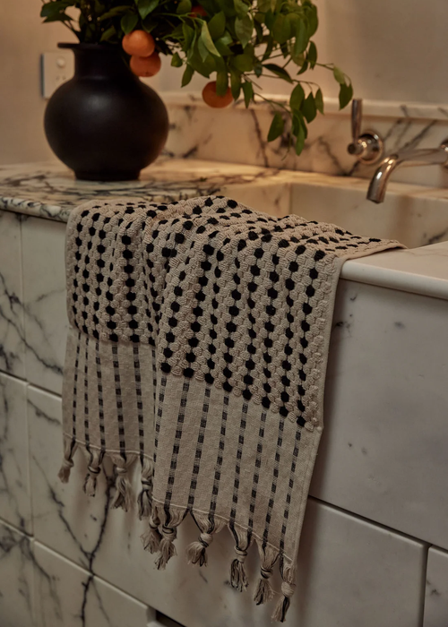 Chickpea Hand Towel | Stone/Black